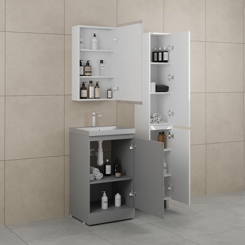 Тумба под раковину Style Line Батлер СС-00002489, 50 см напольная, Люкс антискрейтч Plus, серый