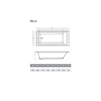 Ванна акриловая Relisan Bella 170 х 80 см, белая, Гл000026031