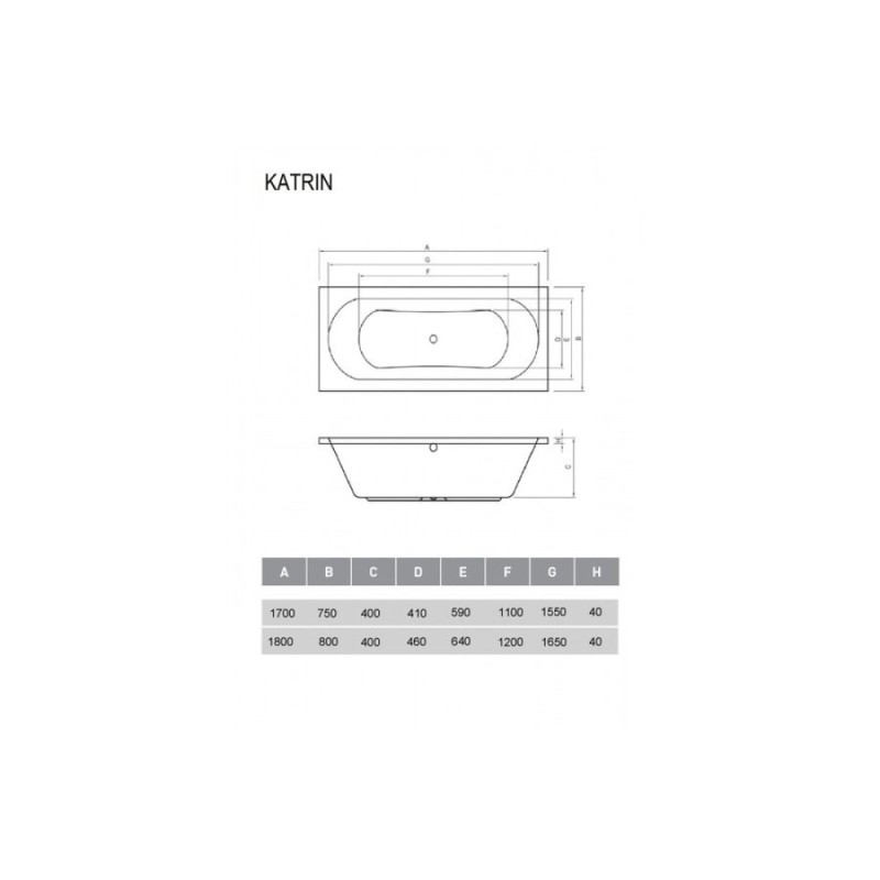 Ванна акриловая Relisan Katrin Гл000026032 170 х 75 см, белая
