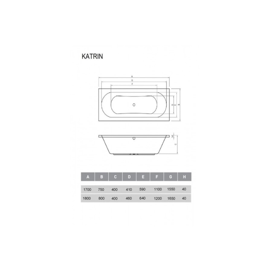 Ванна акриловая Relisan Katrin Гл000026032 170 х 75 см, белая