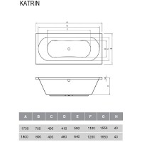 Ванна акриловая Relisan Katrin Гл000026033 180 х 80 см, белая