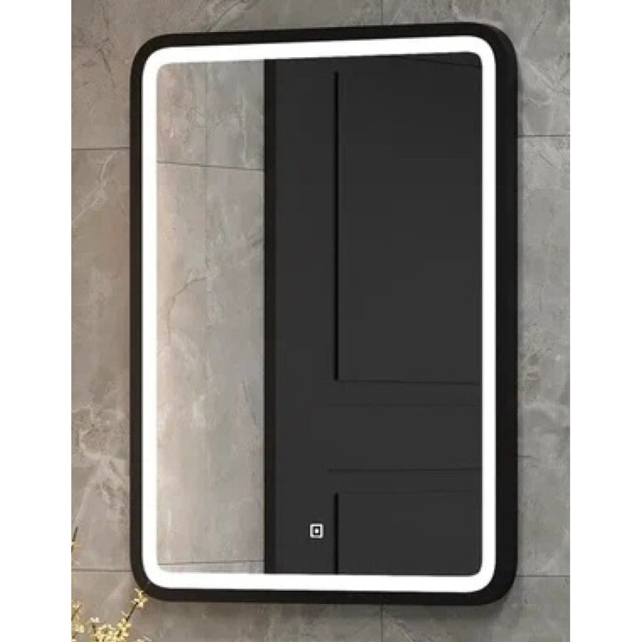 Зеркало Relisan Alexandria Black 60 x 80 см, с LED подсветкой, сенсорный выключатель, черный, Гл000026096