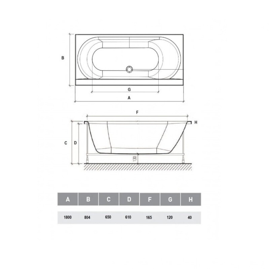 Ванна акриловая Relisan Eco Plus Сима Гл000027492, 180 х 80 см, цвет белый