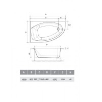 Ванна акриловая Relisan Eco Plus Нева Гл000027715, 160 х 90 см, правая, цвет белый