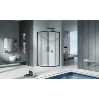 Душевое ограждение Good Door Cofe R-100-C-B , 100 х 100 х 190 см, стекло прозрачное, профиль черный, КФ00003