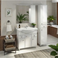 Зеркальный шкаф Comforty Сочи, 85 см, белый глянец, правый, 00003132119 (00003132119CF)