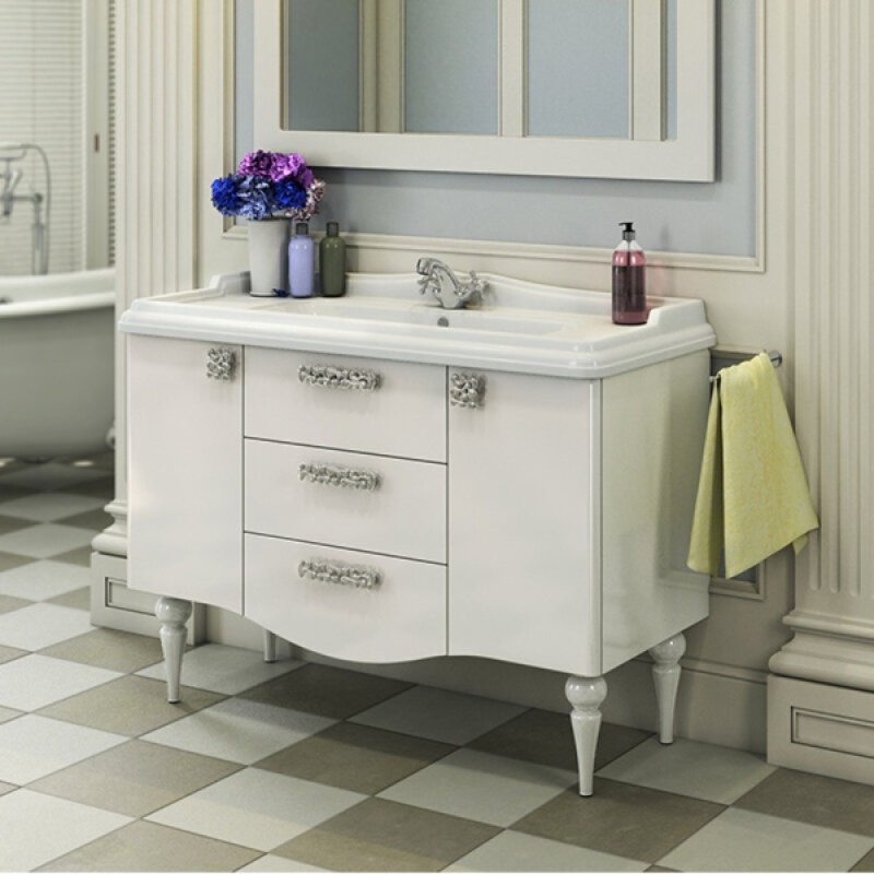 Тумба с раковиной Comfortу Монако 00003132224CF, напольная, 120 см, цвет белый глянец