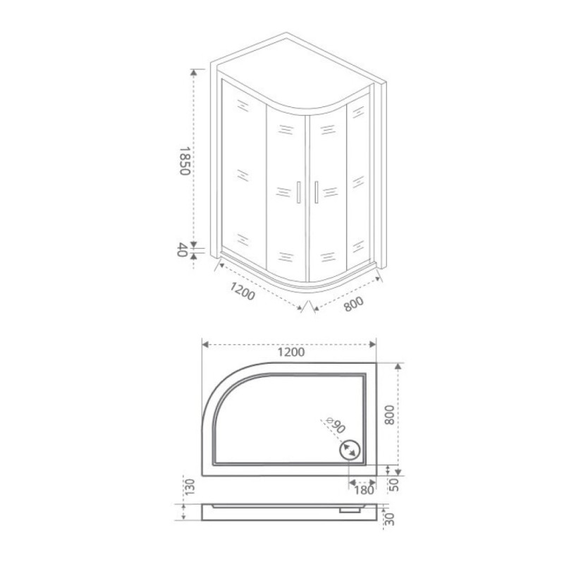 Душевое ограждение Good Door Latte R-120-C-WE, 120 х 80 х 185 см, стекло прозрачное, белый, ЛА00004