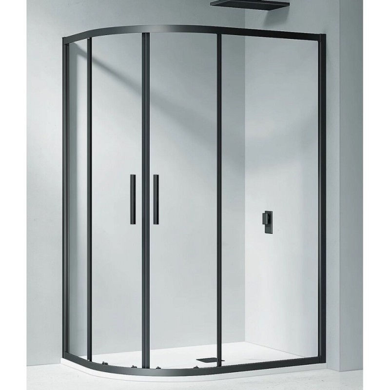 Душевое ограждение Good Door Cofe R-120-C-B, 120 х 80 х 190 см, стекло прозрачное, профиль черный, КФ00004