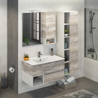 Зеркальный шкаф Comfortу Турин, 90 см, дуб бежевый, правый, 00004136265 (00004136265CF)