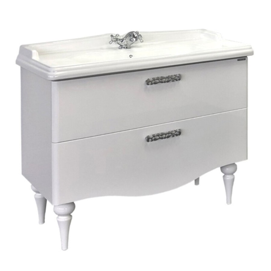 Тумба с раковиной Comfortу Монако 00004136346CF, напольная, 100 см, цвет белый глянец