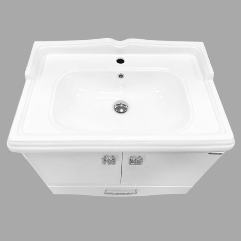 Тумба с раковиной Comfortу Монако 00004136578CF, напольная, 80 см, цвет белый глянец
