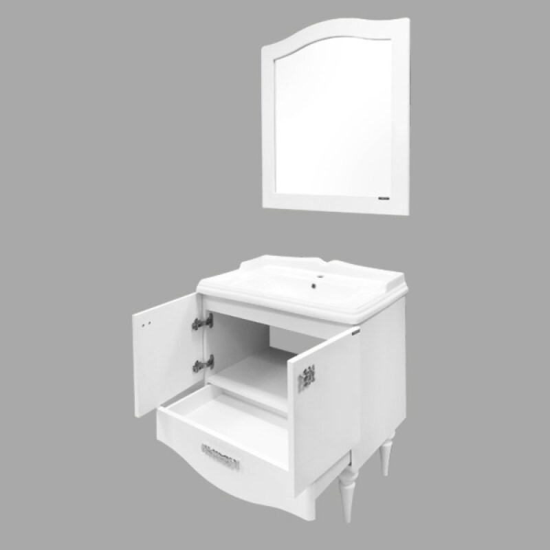 Тумба с раковиной Comfortу Монако 00004136578CF, напольная, 80 см, цвет белый глянец