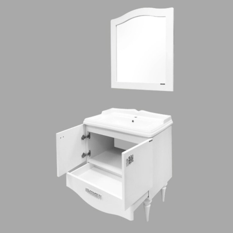 Тумба с раковиной Comfortу Монако 00004136578CF, напольная, 80 см, цвет белый глянец