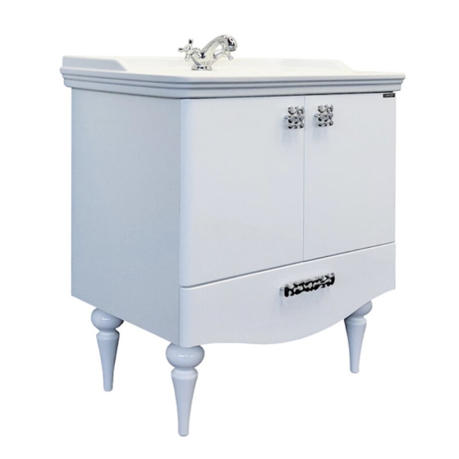 Тумба с раковиной Comfortу Монако 00004136578CF, напольная, 80 см, цвет белый глянец