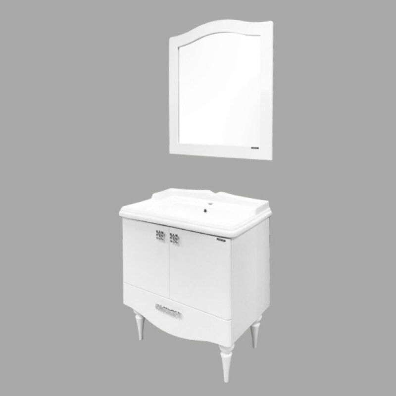 Тумба с раковиной Comfortу Монако 00004136578CF, напольная, 80 см, цвет белый глянец