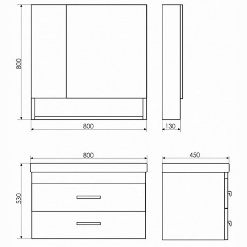 Тумба с раковиной Comfortу Никосия, 80 см, дуб белый, 00004138839 (00004138839CF)