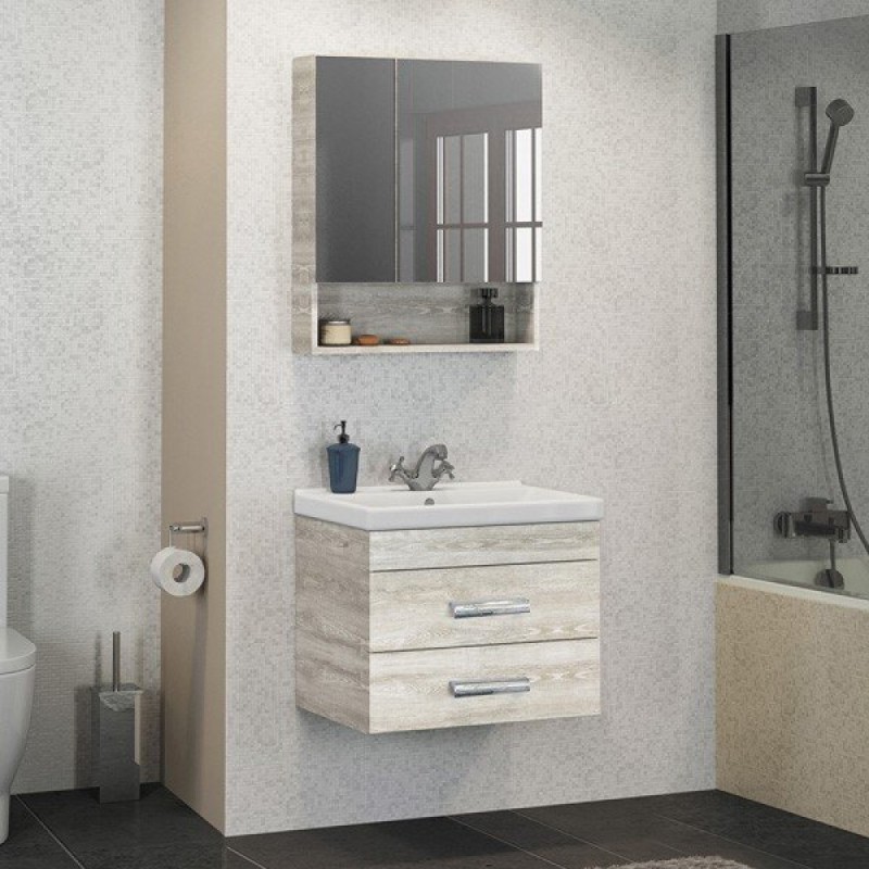Тумба с раковиной Comfortу Никосия, 60 см, дуб белый, 00004138879 (00004138879CF)