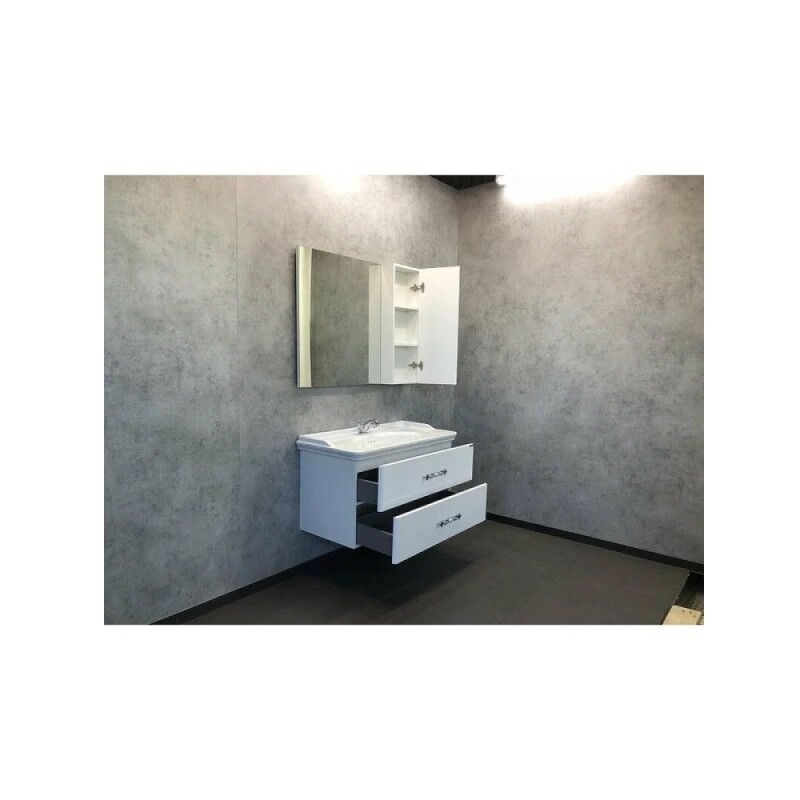 Зеркальный шкаф Comfortу Неаполь 00004139023 (00004138878CF), 100 см, белый глянцевый