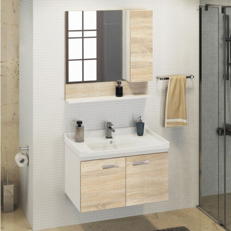 Зеркальный шкаф Comfortу Рига, 80 см, дуб сонома, правый, 00004139024 (00004139024CF)