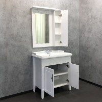 Зеркальный шкаф Comfortу Палермо, 80 см, с подсветкой, правый, белый глянец, 00004139246 (00004139246CF)