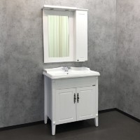Зеркальный шкаф Comfortу Палермо, 80 см, с подсветкой, правый, белый глянец, 00004139246 (00004139246CF)