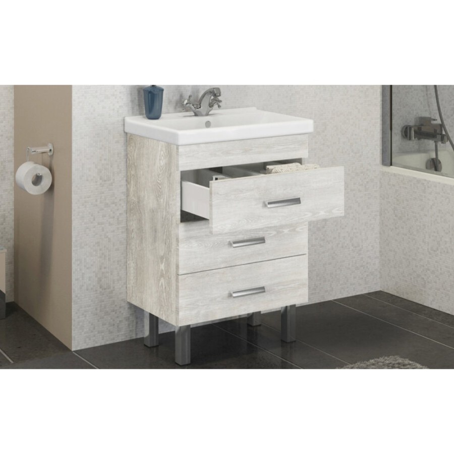 Тумба с раковиной Comfortу Никосия, 60 см, дуб белый, 00004142203 (00004142203CF)
