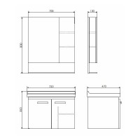Зеркальный шкаф Comfortу Рига, 70 см, дуб сонома, правый, 00004142212 (00004142212CF)