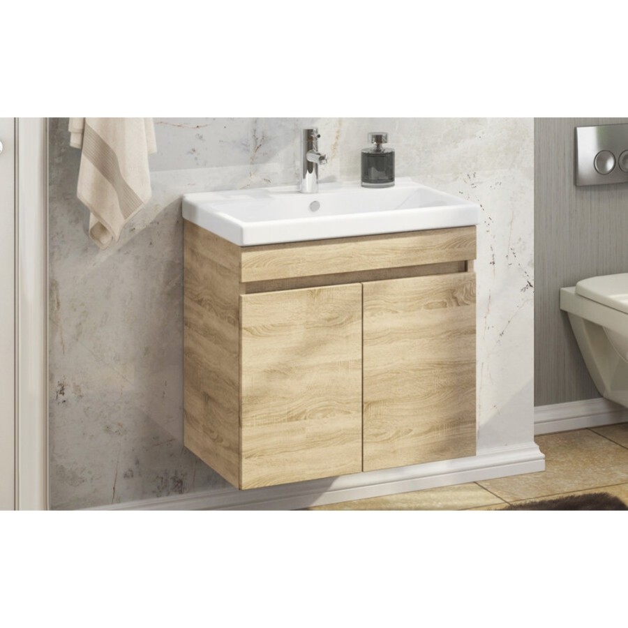 Тумба с раковиной Comforty Тромсе, 60 см, дуб сонома, 00004142217 (00004142217CF)