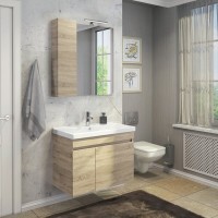 Зеркальный шкаф Comfortу Тромсе, 80 см, дуб сонома, левый, 00004142222 (00004142222CF)