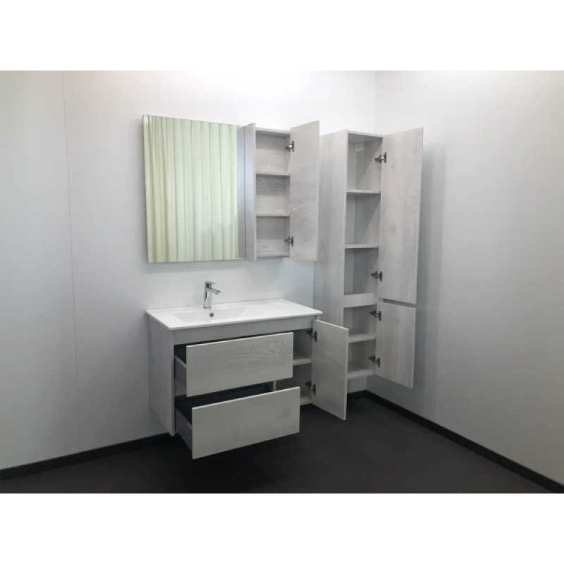 Зеркальный шкаф Comforty Бремен, 90 см, дуб белый, правый, 00004142374 (00004142374CF)