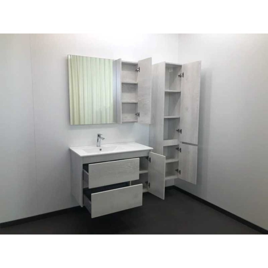 Зеркальный шкаф Comforty Бремен, 90 см, дуб белый, правый, 00004142374 (00004142374CF)