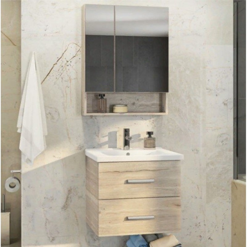 Зеркальный шкаф Comforty Парма, 60 см, дуб дымчатый, 00004143488 (00004143488CF)
