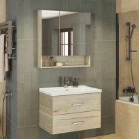 Зеркальный шкаф Comforty Парма, 80 см, дуб дымчатый, 00004143489 (00004143489CF)