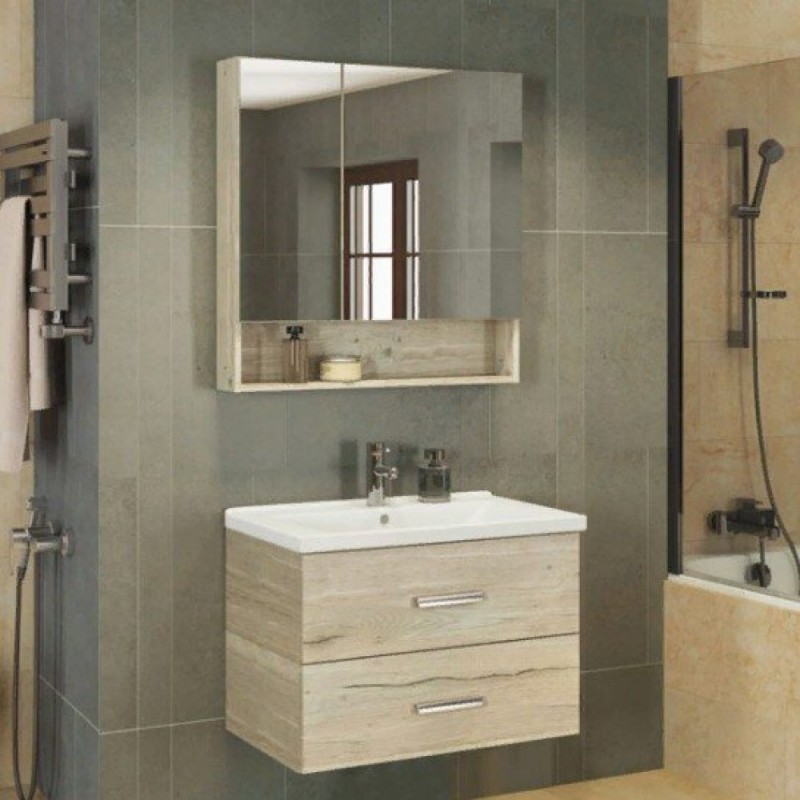 Зеркальный шкаф Comforty Парма, 80 см, дуб дымчатый, 00004143489 (00004143489CF)
