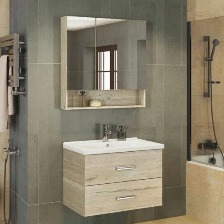 Зеркальный шкаф Comforty Парма, 80 см, дуб дымчатый, 00004143489 (00004143489CF)