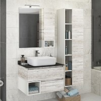 Зеркальный шкаф Comfortу Прага, 75 см, правый, дуб, белый, 00004144199 (00004144199CF)