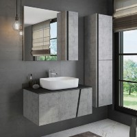 Зеркальный шкаф Comfortу Эдинбург, 90 см, бетон светлый, правый, 00004147981 (00004147981CF)