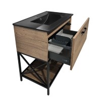 Тумба Comforty Бредфорд, 75 см, дуб темный с раковиной Comforty черная матовая, 00004149064 (00004149064CF)