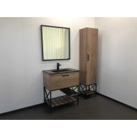 Тумба Comforty Бредфорд, 75 см, дуб темный с раковиной Comforty черная матовая, 00004149064 (00004149064CF)
