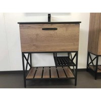 Тумба Comforty Бредфорд, 75 см, дуб темный с раковиной Comforty черная матовая, 00004149064 (00004149064CF)