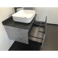 Тумба с раковиной Comfortу Эдинбург, 75 см, бетон светлый со столешницей под мрамор Калакатта Блэк, 00004149066 (00004149066CF)