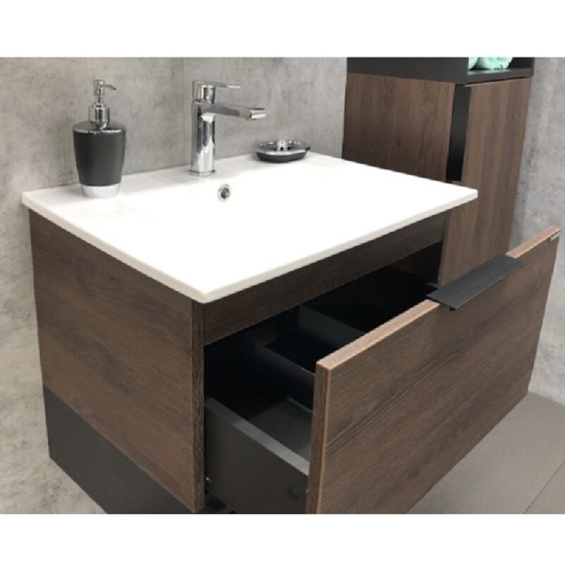 Тумба Comforty Франкфурт, 60 см, дуб шоколадно-коричневый с раковиной Comforty, 00004150530 (00004150530CF)