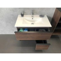 Тумба Comforty Франкфурт, 75 см, дуб шоколадно-коричневый с белой раковиной Comforty, 00004150531 (00004150531CF)