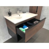 Тумба Comforty Франкфурт, 75 см, дуб шоколадно-коричневый с белой раковиной Comforty, 00004150531 (00004150531CF)