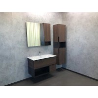 Тумба Comforty Франкфурт, 90 см, дуб шоколадно-коричневый с белой раковиной Quadro, 00004150657 (00004150657CF)