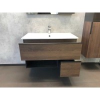 Тумба Comforty Франкфурт, 90 см, дуб шоколадно-коричневый с белой раковиной Quadro, 00004150657 (00004150657CF)