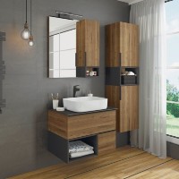 Зеркальный шкаф Comfortу Штутгарт, 75 см, правый, дуб тёмно-коричневый, 00004151037 (00004151037CF)