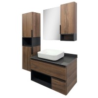 Зеркальный шкаф Comfortу Штутгарт, 90 см, правый, дуб тёмно-коричневый, 00004151038 (00004151038CF)