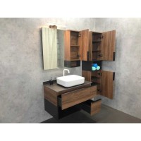 Зеркальный шкаф Comfortу Штутгарт, 90 см, правый, дуб тёмно-коричневый, 00004151038 (00004151038CF)